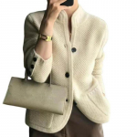 Naiste talvemantel kootud paksendatud &uuml;herealised &uuml;hev&auml;rvilised taskud, krae, soe n&ouml;&ouml;p Dekoratsioon kardigan igap&auml;evaseks kandmiseks &otilde;ues sviiter jakk M beež