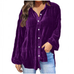 Naiste avar ja moodne universaalne kullast sametist &uuml;hev&auml;rviline pikkade varrukatega tops vabaaja s&auml;rk XXL lilla