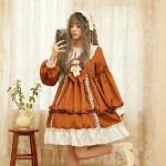 Jaapani Sweet Lolita Jk Kleit Kawaii Naised Vintage Elegantne Pitsprintsessi Kleit Harajuku Y2k Riided One Size pruun