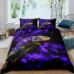 Sisalik Tekikoti Komplekt Roomaja Voodipesukomplektid King Suurus Poistele T&uuml;drukutele Konn Troopiline Loom Lilla &Otilde;ie Eksootiline Tekikott 229x229cm 90x90in