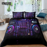 Kodu elamine Luksus 3D DJ K&otilde;rvaklapid Voodipesu komplekt Muusika Tekikate Padjap&uuml;&uuml;r Kuninganna ja Kuningas EL/USA/AU/UK Suurus Tekk Voodipesu EU single(135x200cm) blue
