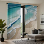 2 tk HD mere&auml;&auml;rne rannakardin Sinine lips digitaalselt tr&uuml;kitud kardin Kodu kaunistus stiililine kaunistus elutuba magamistuba ro W52H63inchW132H160cm