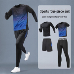 Meeste kiirelt kuivav jooksukost&uuml;&uuml;m: Spordidress j&otilde;usaaliks, maratoniks, rattas&otilde;iduks, korvpalliks ja hommikujooksuks four-piece set; L sinine/must