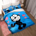 Moodne multikas Felixi kassi voodipesukomplekt Moodne 3D-tr&uuml;kk Kodukaunistus Poiss T&uuml;druk Kuningas Suuruses Voodipesukomplekt Tekikott Padjap&uuml;&uuml;r EU King 240x220cm