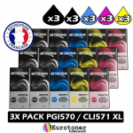 Pack de Cartouches Encre compatible compatible CANON 570/571 XL - Noir, Jaune, Cyan, Magenta