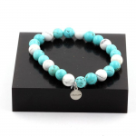Bracelet en perles - ABIJOUX - Howlite et Turquoise - Longueur 19-20 cm - Mixte - Fabriqu&eacute; en France