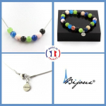 Pierres et Min&eacute;raux. Parure Bracelet Collier Perles Agate noire + P&eacute;ridot + Agate ruban&eacute;e Taille personnalisable.