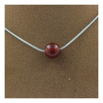 Pierres et Min&eacute;raux. Collier 1 perle Agate Rouge 8 mm Chaine en acier inoxydable.