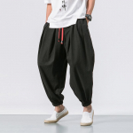 Oversize mehed lahtised haaremip&uuml;ksid s&uuml;gisene hiina linane &uuml;lekaalulised dressip&uuml;ksid vabaaja br&auml;ndi p&uuml;ksid meestele XXXXXL valge