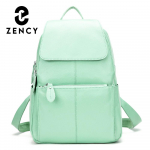 Zency Fashion Pehme ehtsast nahast suur naiste seljakott, kvaliteetne A+ naiste reisikott koolikott heleroheline v&auml;rv