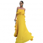 Naiste avatud &otilde;lgadega maksikleit suvine volangidega plisseeritud swing-pikk kleit pulmapidudeks, reisimiseks, rannaoutfit S kollane