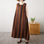 Varrukateta Plus size puuvillane vintage lilleline uus kleit naistele vaba vaba pikk suvekleit L