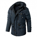 Meeste soe jope talveparka kapuutsiga tuulepluus Puuvillane polsterdatud paks mantel Meeste Slim Fit vabaaja fliisjakid Meeste klassikalised parkad S sinine