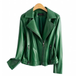 Naiste t&auml;navamood Teise kihi lambanahast jakk Kunstnahast l&uuml;hike mantel S&uuml;gis Talv Roheline Moto Biker Pealisr&otilde;ivad Vabaaja topid XS roheline