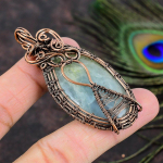 Aquamarine Handmade Copper Wire Wrap Jewelry Pendant 2.76 y1p19