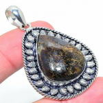Natural Bronzite Jasper Gemstone 925 Sterling Silver Gift Pendant 2.17 k5z06