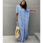 Naiste suures suuruses kleit, tr&uuml;kitud Leopard Dot Beach Cover Up Lahtine pikk kleit ujumistrikoo kate One Size