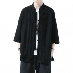 Meeste Hiina stiilis s&auml;rk, lahtine retro n&ouml;&ouml;bitav s&auml;rk taskutega, puuvillane linane hingav suves&auml;rk t&auml;navipeoks, reisimiseks 3XL