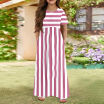 T&uuml;drukute pikk suvekleit - l&uuml;hikeste varrukatega taskutega maksikleit 4-14-aastastele 120