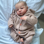 49cm Realistlik Reborn Nukk T&uuml;drukunukk - T&auml;issilikoonist Vanninukk 3D Nahaga N&auml;htavate Soonte ja K&auml;sitsi Juurdunud Juustega girl gray