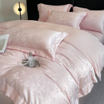 Siidine Tencel žakaarmustriga tekikotikomplekt - Luksuslik suvine voodipesu paelakaunistusega 2.0m Bedspread 4-Piece Set [Duvet Cover 220x240]