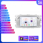 HIZPO Intelligentne 2Din 7-tolline Android Auto autoraadio Ford Focus 2 Mondeo S/C Max Kuga Fiesta Fusion GPS-navigatsiooni, RDS-i, FM-i, DSP-i, UI7862 CarPlay jaoks S S6 8Core 6G 64G