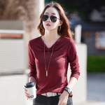 Populaarne s&auml;rk Naiste vabaaja V-kaelusega pikkade varrukatega Trend Solid Spring Loose K&otilde;ik sobivad Mugavad metsikute naiste s&auml;rgid M