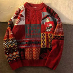 Talvine Uus Vintage Kampsun Y2K J&otilde;ulud Soe Pullover &Uuml;mmarguse kaelusega Pullover Naistele T&auml;navakunst Casual Harajuku L&otilde;tv Uusaasta Kampsun 2XL red