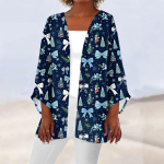 Naiste vabaaja moe Caot j&otilde;uluprint Kerge keskmise pikkusega jope kardigan M