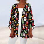 Naiste vabaaja mood Caot retrotr&uuml;kiga kerge keskmise pikkusega jakkkardigan XXL