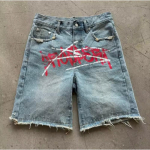 ZYLLO Uued Harajuku Kirjad Mustad Teksap&uuml;ksid Hip Hop VintARe BARgy L&uuml;hikesed P&uuml;ksid Vabaaja J&otilde;usaali Teksariidest L&uuml;hikesed P&uuml;ksid Streetwear S sinine