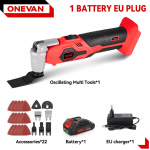 ONEVAN 20000OPM Elektriline Ostsilleeriv Multifunktsionaalne T&ouml;&ouml;riist L&otilde;ikur Trimmer Saag Labidas Puidut&ouml;&ouml;riist Makita 18V Aku Pinni jaoks 1Battery 1EU charger