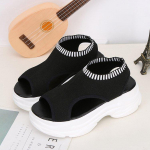 Hingavast kootud kangast vabaaja sandaalid naistele, ostlemiseks, suvised platvormiga mustad sandaalikingad 2019. aasta uued 4