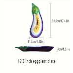 1 tk Frank'i n&auml;itusest inspireeritud keraamiline baklažaanitaldrik, loominguline lilla/roheline k&ouml;&ouml;giviljakujuline taldrik puuviljade, suupistete jaoks Length 32cm Width 11cm Height 4cm