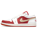 Air Jordan 1 Low SE Spades Meeste Tennised Valge University-Red Metallik-Kuldne DJ5185-100 35.5