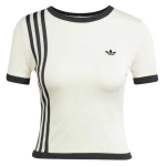 Adidas Originals Triibuline &Uuml;mmarguse Kaelusega L&uuml;hikeste Varrukate Tavaline T-s&auml;rk Naiste Topid &Auml;ravalge JJ0961 S