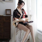 Seksikas naiste aluspesu lilleline kimono paeltega hommikumantel suur suurus &ouml;&ouml;s&auml;rgi komplekt puhas iha One size fits all [Wear weight: within 65kg] valge