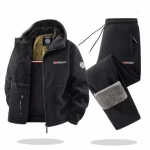 S&uuml;gis Talv Spordir&otilde;ivaste Komplekt Meeste Retro Treening Paks Fliisjakk + P&uuml;ksid Kaheosaline Komplekt Vabaaja Suusajooksu Jooksu Spordidress XL