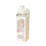 700ml/900ml Kawaii &scaron;eikeriga veepudel k&otilde;rrega kleebisega armas BPA-vaba plastikust tee piima kaasaskantav pudel t&uuml;drukule 700ml valge