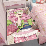 Kimetsu Akadeemia Mitsuri Kanroji Kunsti&otilde;pilase Teemaline Vaip Triibuline S&auml;rk Palett Pintsel Disain S&uuml;damekujulised Mustrid Anime Vaip T&uuml;drukute Tuba 120X160CM