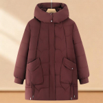 Suured suurused 4XL-8XL Keskealiste naiste talvised pikad mantlid kapuutsiga, elegantsed, paksud, soojad, &uuml;lem&otilde;&otilde;dulised parkad, naiste jakid 6XL veinipunane v&auml;rv