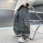 Neli Aastaaega Laste Isoleeritud Kulunud Teksap&uuml;ksid Kirjaga Poistele Paksud Termilised Denim P&uuml;ksid Laste P&uuml;ksid 160 black