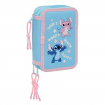 Trousse scolaire polyvalente - safta - 37 outils inclus - 12,5x5,5x19,5 cm - Bleu ciel - Polyester recycl&eacute; sinine
