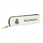 Trousse &eacute;troite en silicone - safta - Real Madrid &Eacute;QUIPATION 25/26 - 20x2x5,5 cm - Blanc - Fermeture &eacute;clair valge