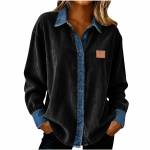 Women's button down corduroy shirt, loose long sleeved casual top, lapel shirt XL must