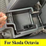 Skoda Octavia 3 MK3 A7 5E VRS RS Combi Scout 230 245 Auto keskjuhtimispuldi panipaik k&auml;etugi pisiasjade pakikarp must