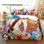 Dr.STONE Voodipesukomplekt &Uuml;heinimese Twin T&auml;iskasvanu Queen King Suuruses Voodikomplekt Laste Magamistoa Tekikoti Komplektid Anime Dr.STONE Voodilinu Komplekt EU Single(135x200cm)