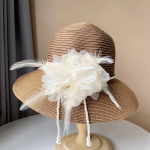 Prantsuse elegantne p&auml;rlsulega kaunistus kalurim&uuml;ts naiste mood temperament basseini m&uuml;ts p&auml;ikesekaitse varju &otilde;lgk&uuml;bar M 56-58cm