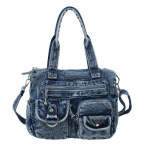Denim-stiilis crossbody kott naistele &ndash; Vintage &otilde;lakott mitme tasku ja reguleeritava rihmaga &ndash; T&auml;iuslik vabaaja- ja t&auml;navastiilis riietuse jaoks tumesinine v&auml;rv