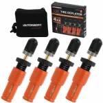 4 PCS 10-30 PSI Orange Adjustable Auto-Stop Tire Deflator 4x4 Screw-on Tyre Air Down Tool For Truck Pickup Motorcycle Jeep etc